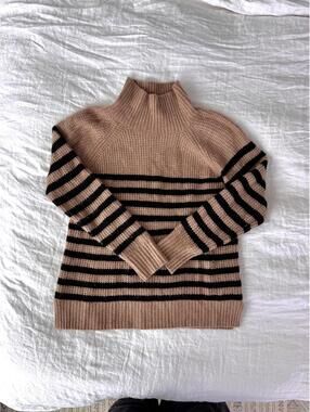 White + Warren Stripe Brown Navy Cashmere Sweater